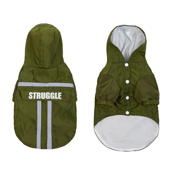 Pet raincoat reflective strip hooded dog clothes waterproof can be folded