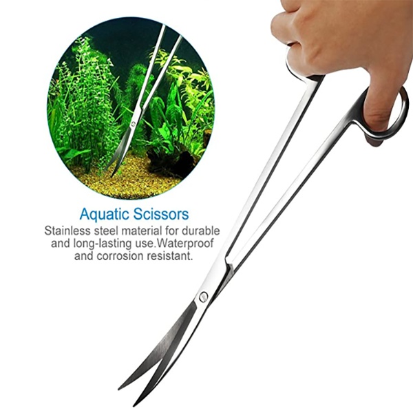 Aquarium high-grade stainless steel water grass scissors grass trimming bending shear straight clamp three-piece suit