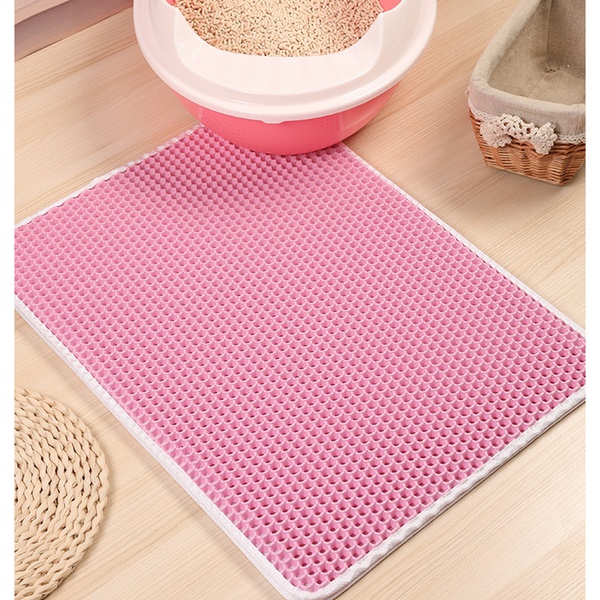 Cat litter mat pet mat double layer EVA cat leak-proof and cat litter rubbing foot mat hollow cleaning