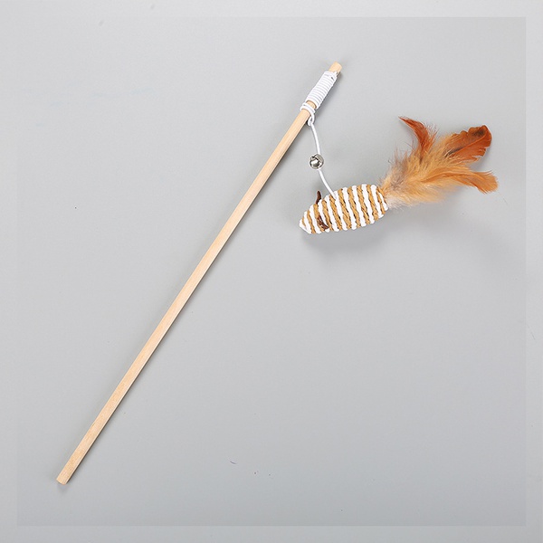 Cat Wand Stick Toy with Bell and Feathers