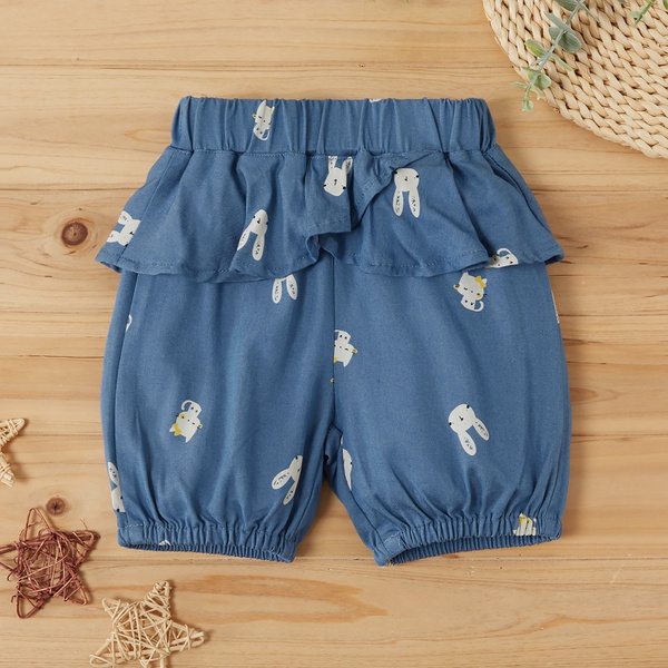Baby / Toddler Cartoon Print Flounced Shorts