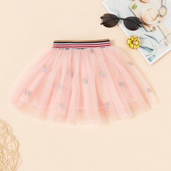 Baby / Toddler Girl Pretty Floral Embroidery Tulle Skirts