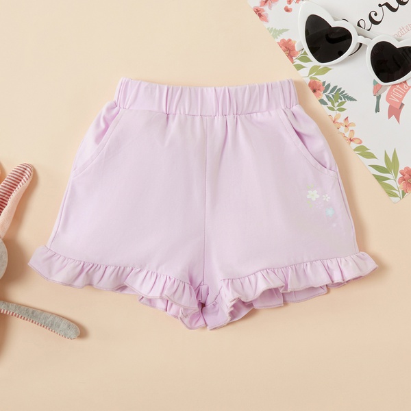 Baby / Toddler Girl Solid Floral Shorts