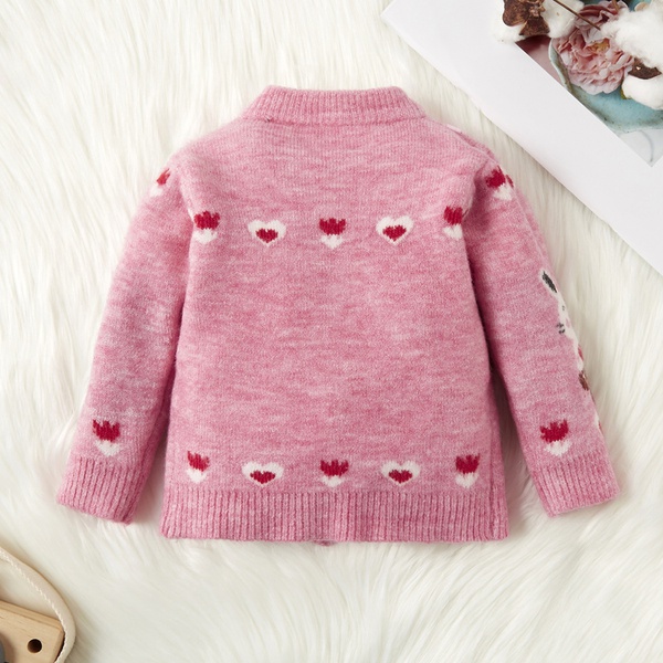 Baby / Toddler Girl Sweet Bunny Print Warm Knitwear