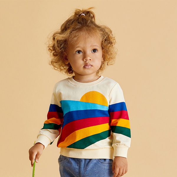 Trendy Rainbow Print Pullover for Baby and Toddler Boy