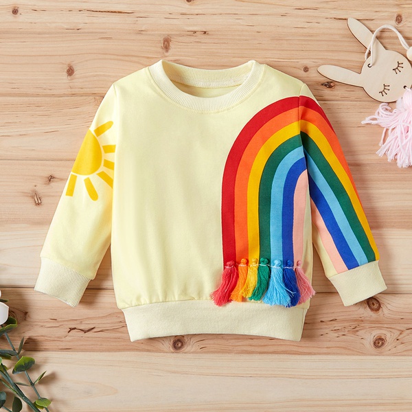 Pretty Rainbow Print Long-sleeve Tee for Toddler Girl and Girl
