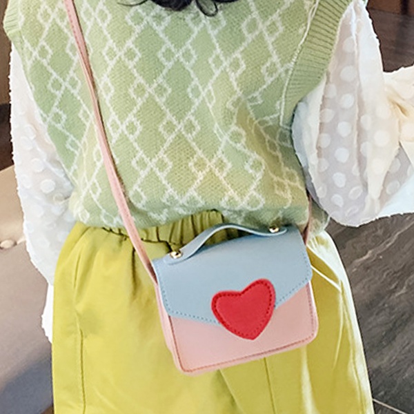 1-pack Heart Splice Shoulder Bag for Girls