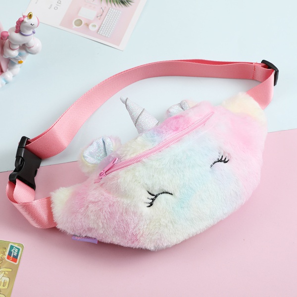 1-pack Colorful Unicorn Fleece Shoulder Bag for Children