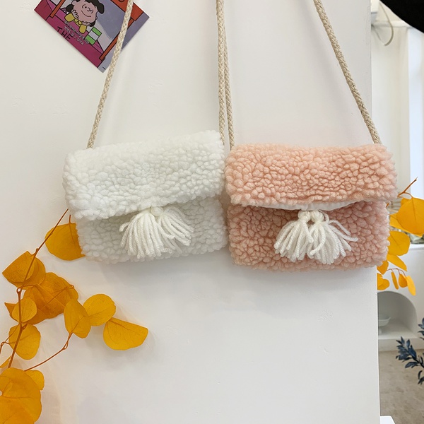Stylish Fleece Tasseled Shoulder Bag for Children