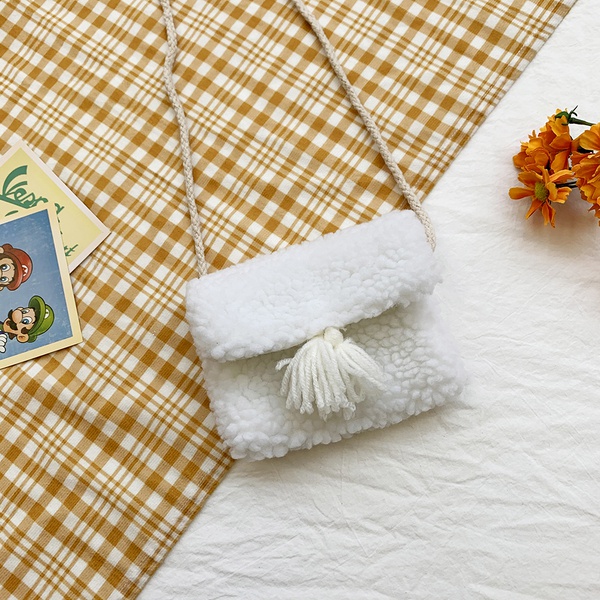 Stylish Fleece Tasseled Shoulder Bag for Children