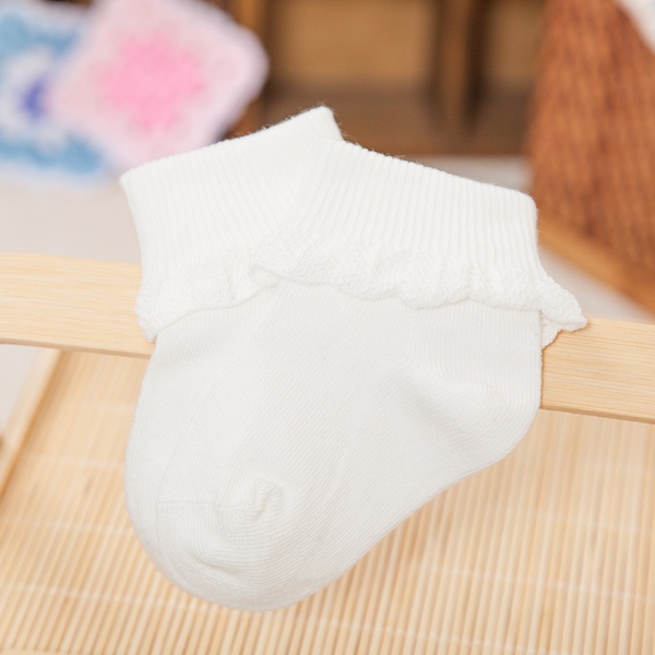 Baby Girl Solid Ruffled Cotton Socks