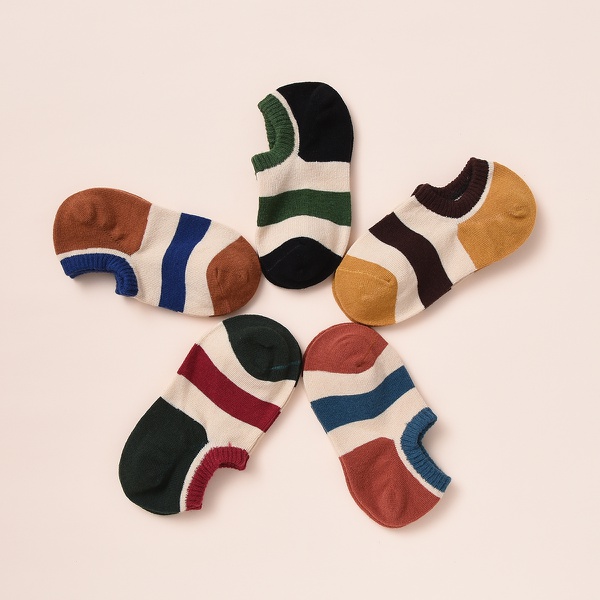 5-pack Baby / Toddler / Kid Dinosaur Striped Knitted Socks