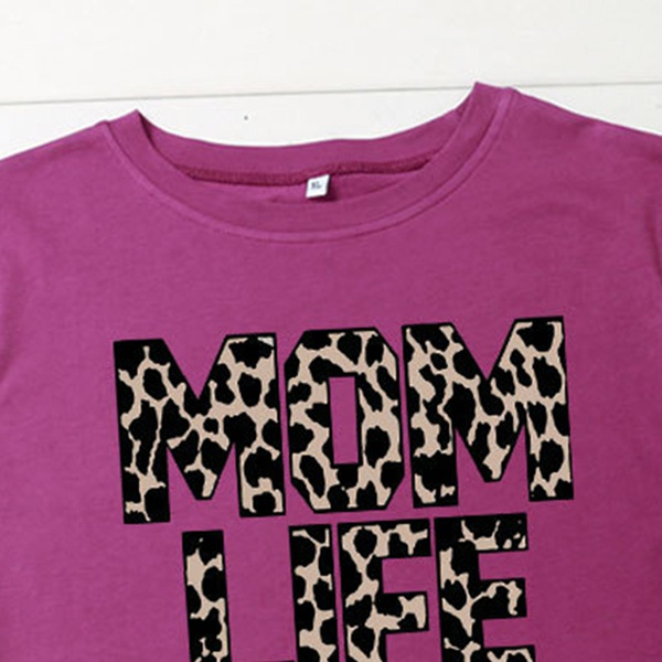 Pretty Letter Leopard Printed Short-sleeve Tee