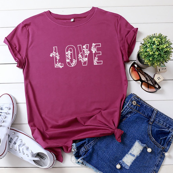 Beautiful Love Letter Printed Short-sleeve Tee
