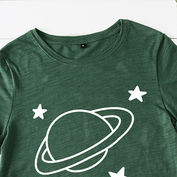 Pretty Short-sleeve Starry Printed Loose Tee For women