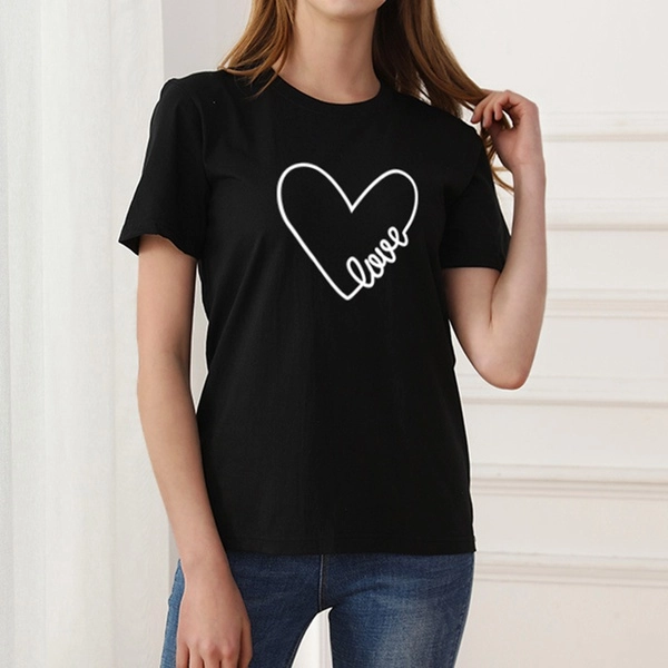 Casual Love Printed Short-sleeve Tee For women