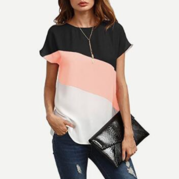 Elegant Color blocked Short-sleeve Tee